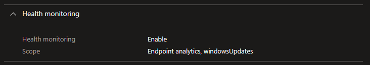 Creating Windows health monitoring policy